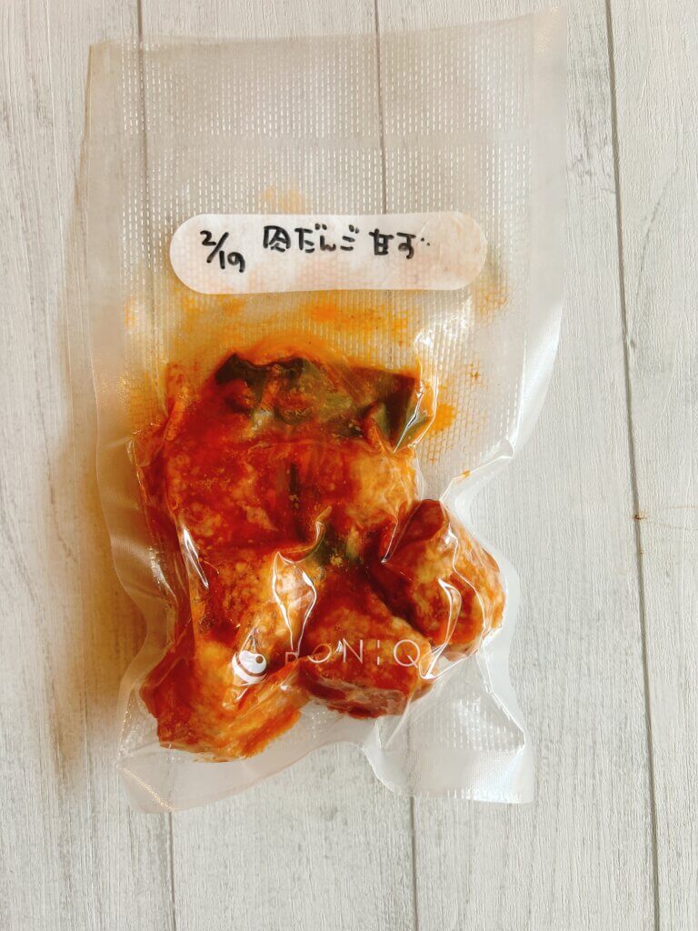 真空保存した甘酢肉団子