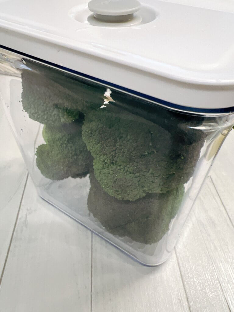 ブロッコリーを真空容器に保存
