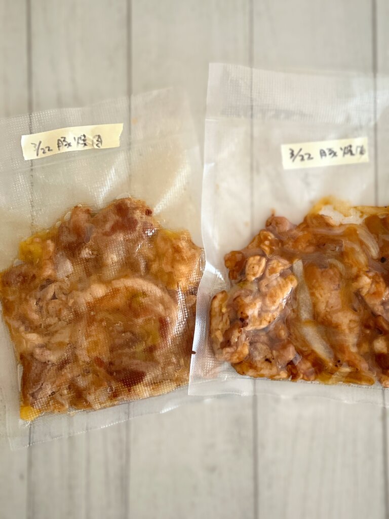 豚肉の焼肉風味をお弁当用に冷凍保存したストック