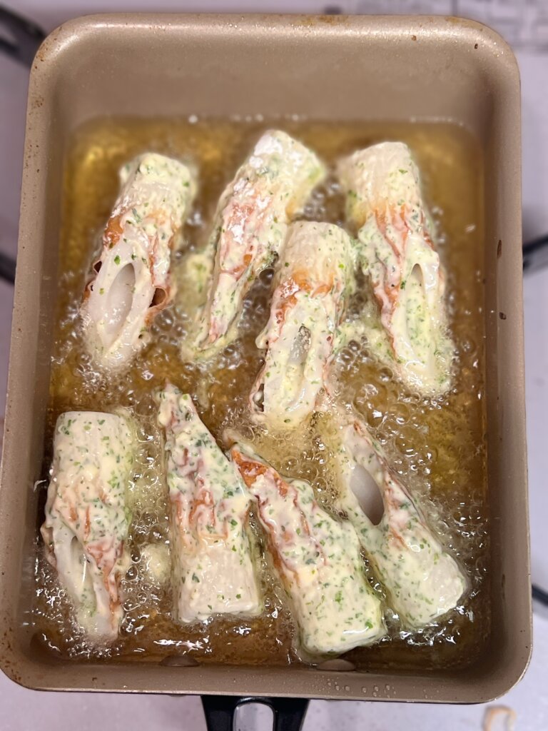 ちくわ磯辺揚げ あげてるところ