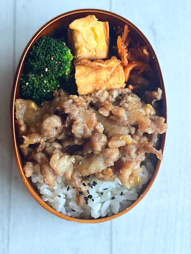豚こま肉のねぎ塩だれの男子弁当