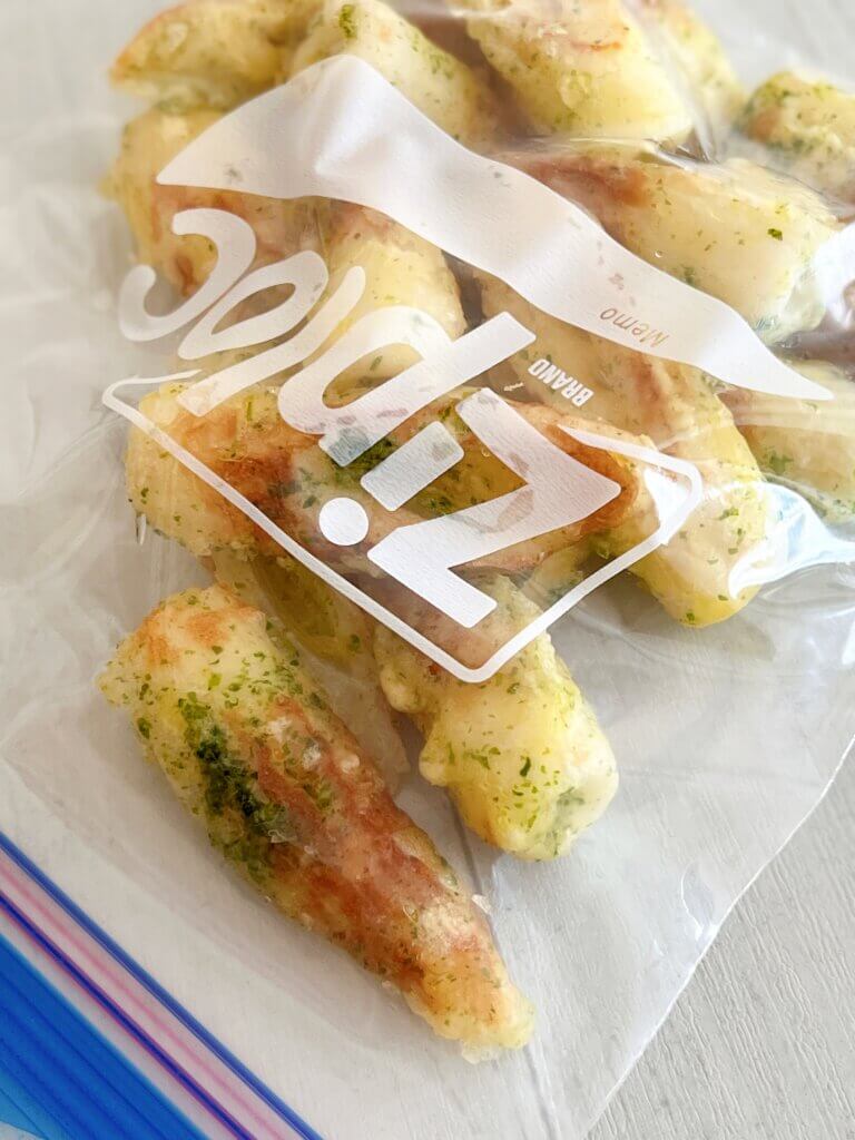 ちくわの磯辺揚げをお弁当用にジップロック冷凍保存