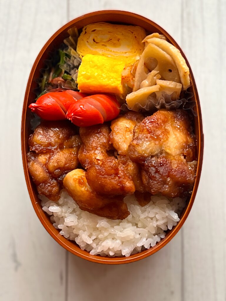 鶏もも肉のオイスターソテーを入れたお弁当